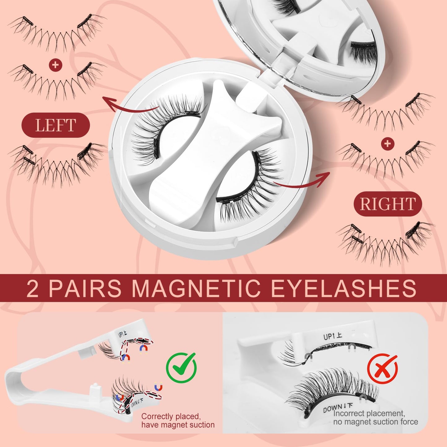 Magnetic Lashes with Applicator, Higu clace Reusable Magnetic Eyelashes No Glue or Eyeliner Need, Waterproof Magnetic Eyelashes Easy to Wear and Remove, Natural Lashes Suitable for Party(STYLE-G)
