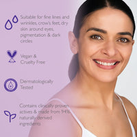 SKINICIAN Ageless Peptide Eye Complex - Anti-Wrinkle Eye Cream with Hyaluronic Acid & Vitamin C - Peptide Serum Eye Cream for Dark Circles - Stimulate Collagen Product - Vegan & Cruelty Free (15ml)