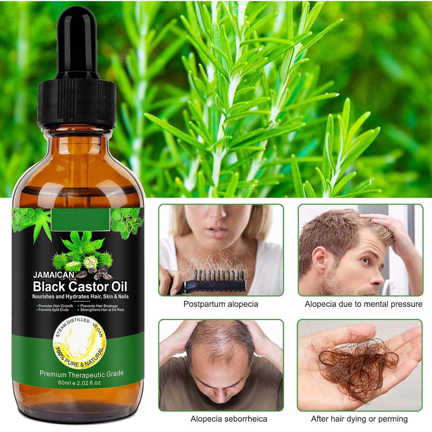 EveBeaty 60ML Pure Rosemary Essential Oil for Hair Growth