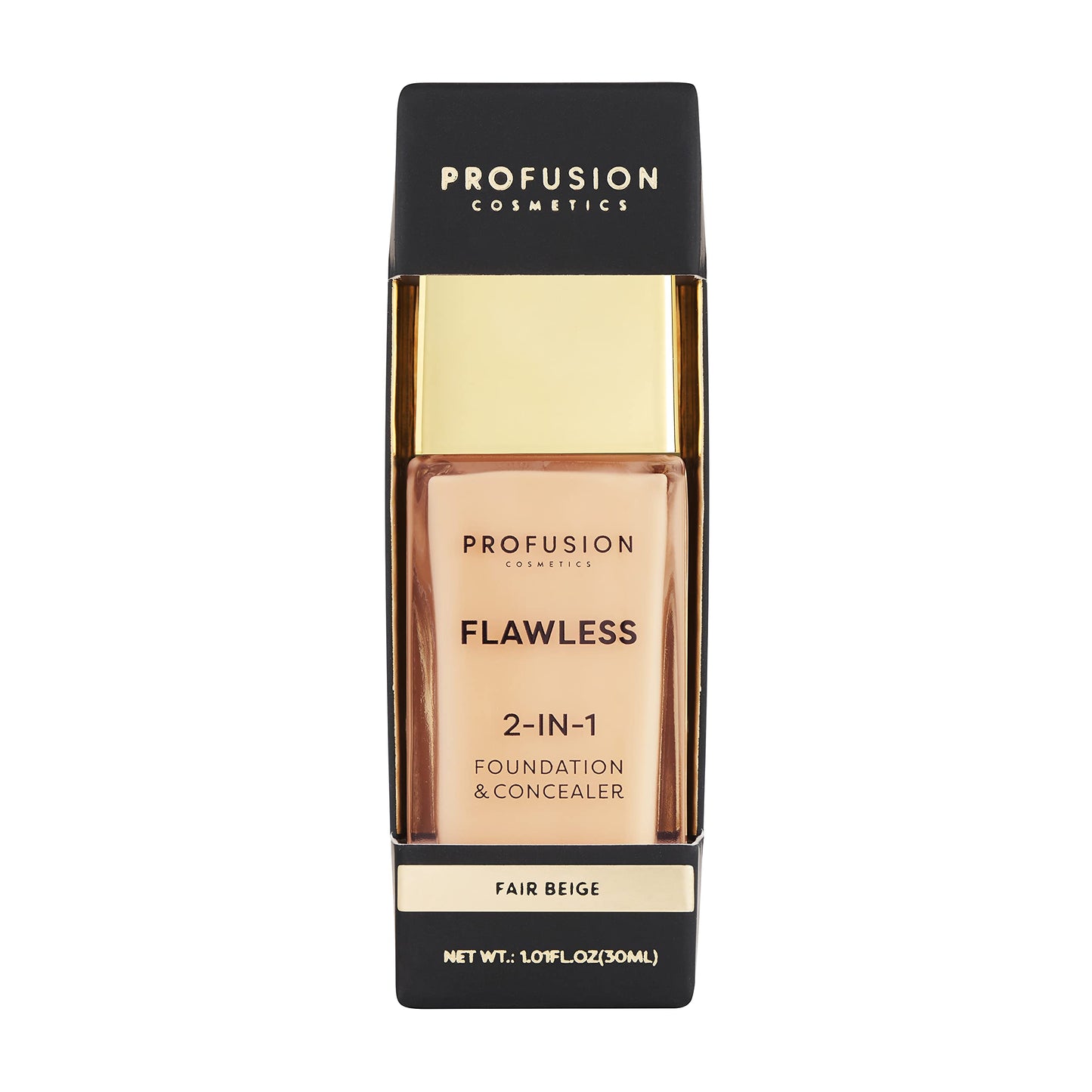 Profusion Cosmetics 2-In-1 Foundation and Concealer for Light Skin Tone, Flawless Full Coverage and Matte Finish with Convenient Solution for Achieving Polished Look - Fair Beige