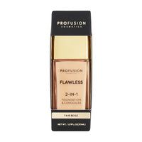 Profusion Cosmetics 2-In-1 Foundation and Concealer for Light Skin Tone, Flawless Full Coverage and Matte Finish with Convenient Solution for Achieving Polished Look - Fair Beige