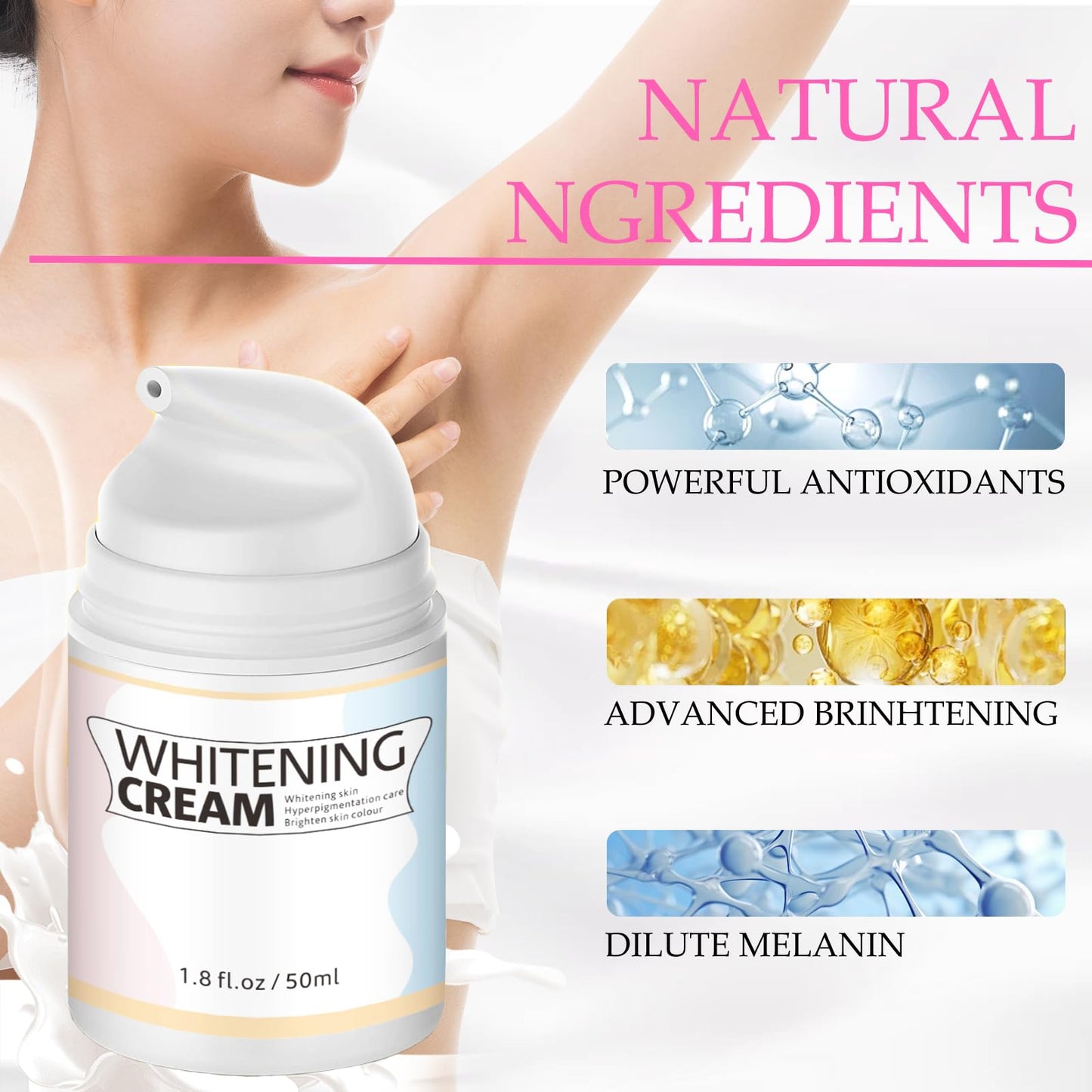 Ninnyi Armpit Cream, Dark Inner Lightening Skin Products for Underarm Thigh Knees Elbows Leg Bum (Colored)
