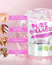 Glowming Pure Collagen Powder Unflavoured 150g | 150,000mg Premium Marine Collagen | Supports Healthy Skin, Hair & Joints | Easy Mix, Halal Certified