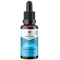 Love Mushrooms - Organic Lions Mane Supplement - 4000mg per 1 ml - Liquid Drops for Focus and Memory Support - Vegan and Made in The UK - Mushroom Drops with Sweet Taste - 30ml