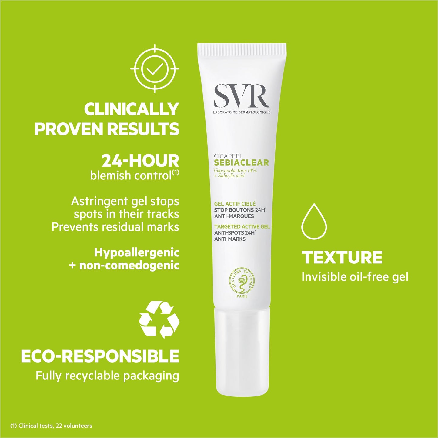 SVR SEBIACLEAR Cicapeel Spot-Targeting Active Gel for Acne-Prone, Oily, Combination Skin, SOS Anti-Marks Invisible Treatment, 15ml