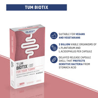 Quest Tum Biotix Gut Health Probiotics Supplements & Balance Gut Flora. 2 Billion CFU Helps Restore Gut Friendly Bacteria. Vegan Multi Strain Probiotic Digestive Supplement (30 Capsules)