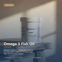 Metabolics Omega Fish Oil Capsules 1000mg – Pure EPA & DHA with Vitamin E – Heart, Brain & Vision Support – Low Oxidation, Heavy Metal Tested – 250 Fish Gelatin Softgels