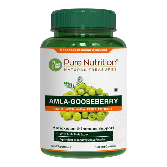 Pure Nutrition Amla Extract 1000mg (Equivalent to 8000mg Amla Fruit Powder) | Indian Gooseberry | Antioxidant and Immune Support | Non-GMO | 120 Veg Capsules | 60 Days Pack