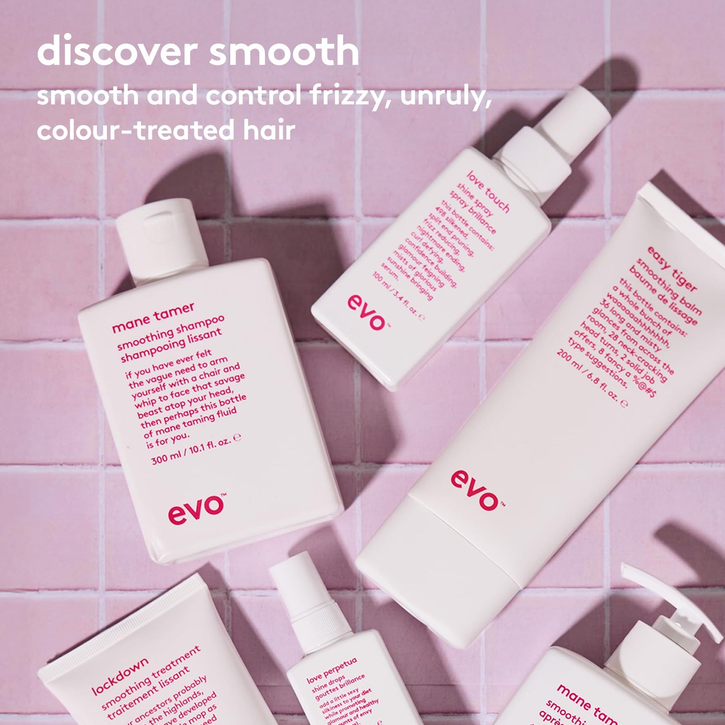 EVO Evo Mane Tamer Smoothing Shampoo for Frizzy, Unruly & Colour-Treated Hair - Anti-Frizz, Sulphate-Free, Colour Safe Cleanser - 300 mL
