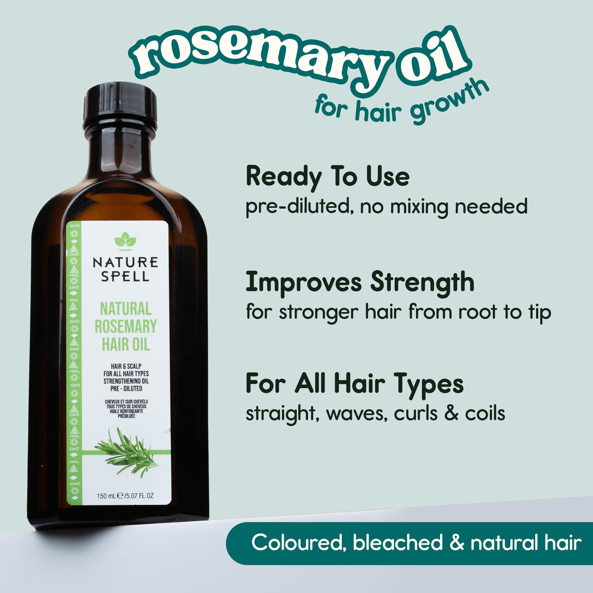 Nature Spell Rosemary Oil for Hair Growth with Pump Dispenser, 150ml