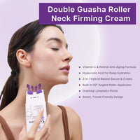 VRAIKO SADOER Gua Sha Neck Cream, Retinol Firming Cream for Neck & Jawline Lifting with Double Massage Rollers, Décolleté Moisturizer for Fine Lines, Elasticity and Hydration, 3.8 oz