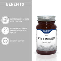 Quest - 45x Kyolic Garlic Tablets. High Strength 1000mg Odourless Aged Garlic Extract for Heart, Immune, Digestive & Cognitive Health. Daily Dietary Supplement. Vegan & Gluten-Free (Pack of 3)