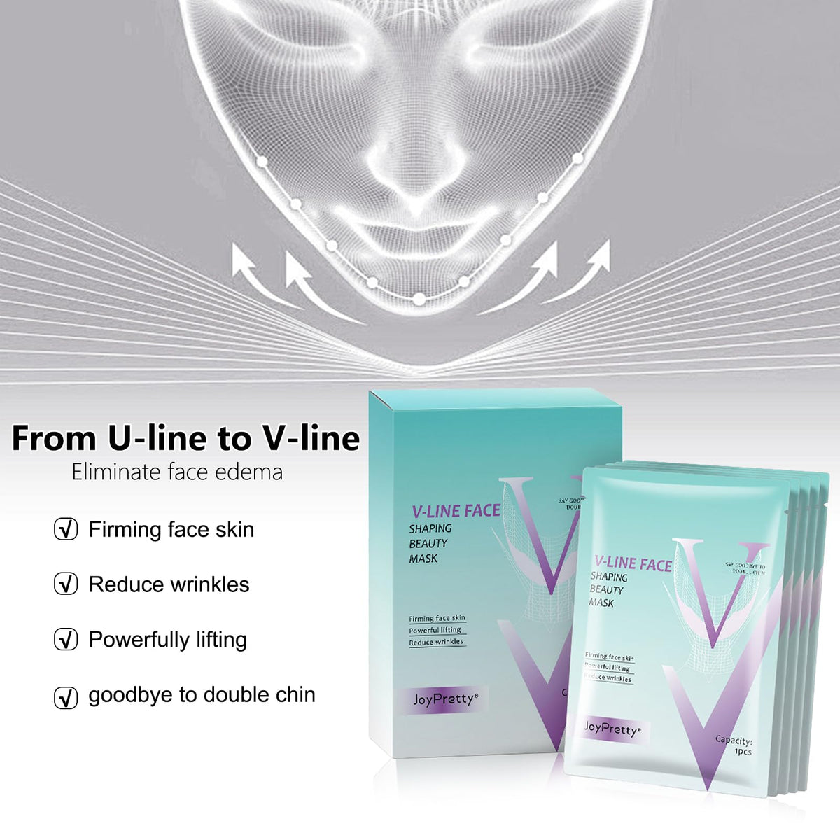 Nadiaen 5Pcs V Line Face Lifting Chin Mask, Bloskin Double Chin Mask, Face Lift Tape for Tighten Jawline, Lift Face, Nourish Skin