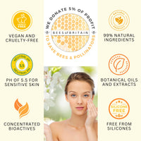 BEES of BRITAIN - 99% Natural Rich Day Cream - Honey, Lavender. Soothe, Nourish, Hydrate Dry Skin. pH 5.5, Sensitive Skin. We Donate 5% of our Profit to Save Bees + Pollinators.100g