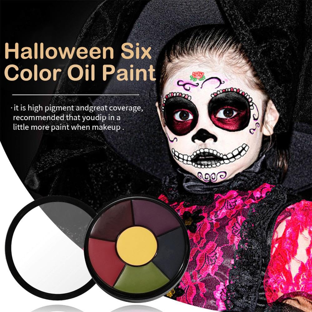 NoraGlaze 6 Color Bruise Wheel SFX Makeup Kit - Oil-Based Zombie Makeup Palette for Halloween & Special Effects Non-Toxic Face and Body Paint Professional Theatrical FX for Cosplay Use