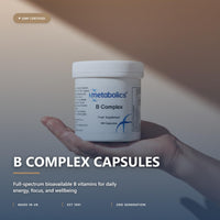 Metabolics High Strength B Complex Capsules | Methylated B Vitamins with B12, B6, Biotin, Niacin & Thiamine | Energy & Nerve Support | Vegan, UK Made | Capsules