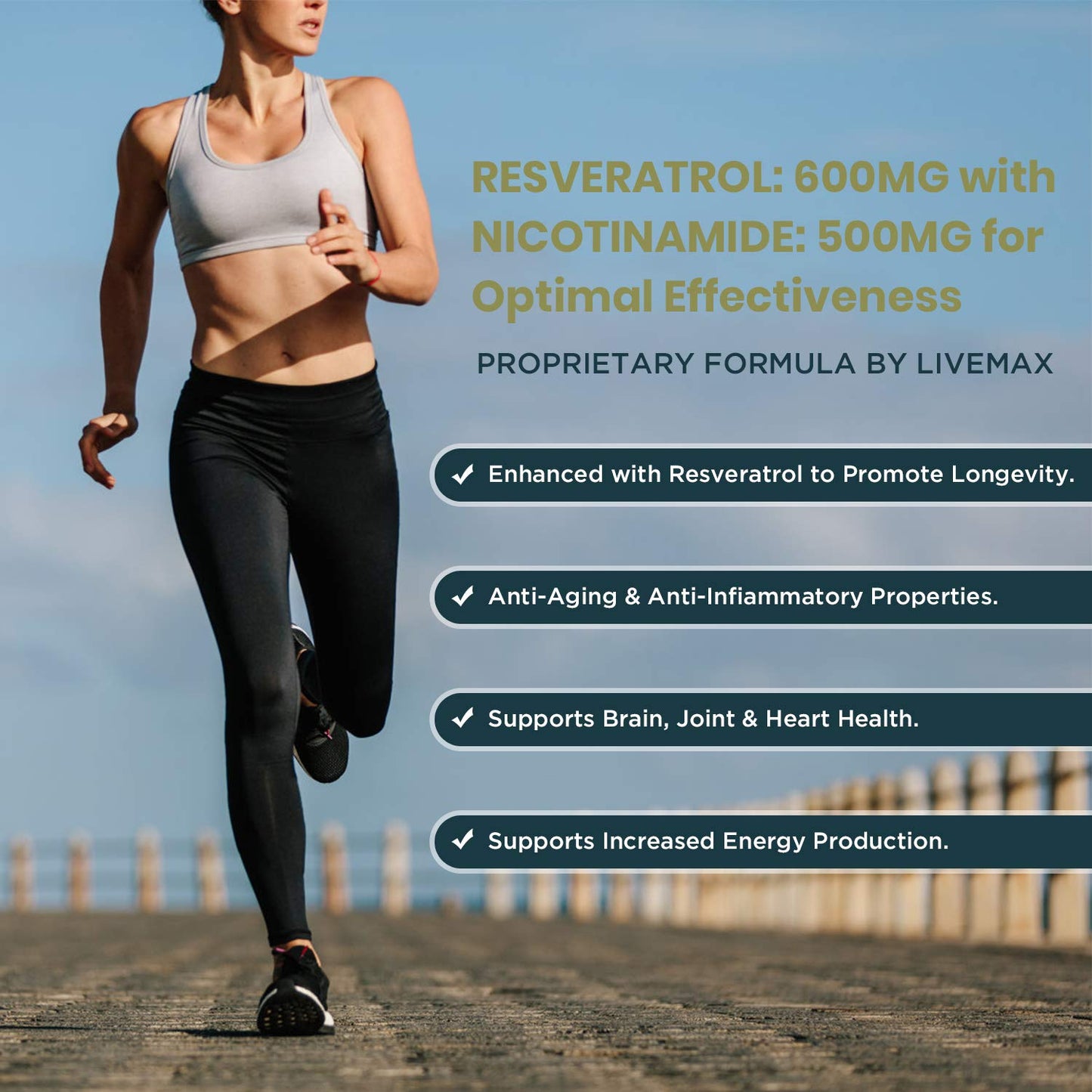 LIIVEMAX NAD+ & Trans-Resveratrol Complex 1100mg | Anti-Aging Antioxidant Supplement | Enhanced with Black Pepper Extract for Superior Absorption (120 Capsules)