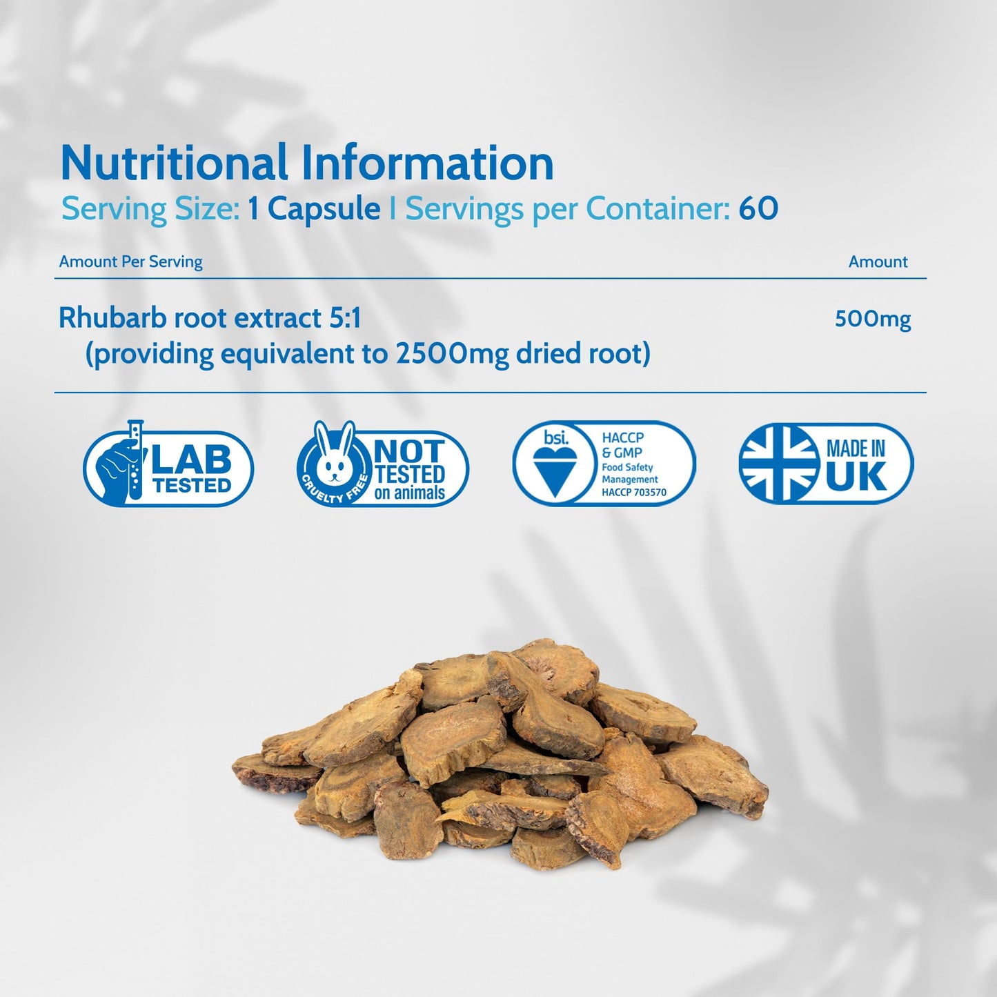 Health4All Rhubarb Root 2500mg 60 Capsules, Natural Laxative Supplement, Reduce Bloating | Digestive Support Vegan Capsules, 2 Months Supply | Made in UK