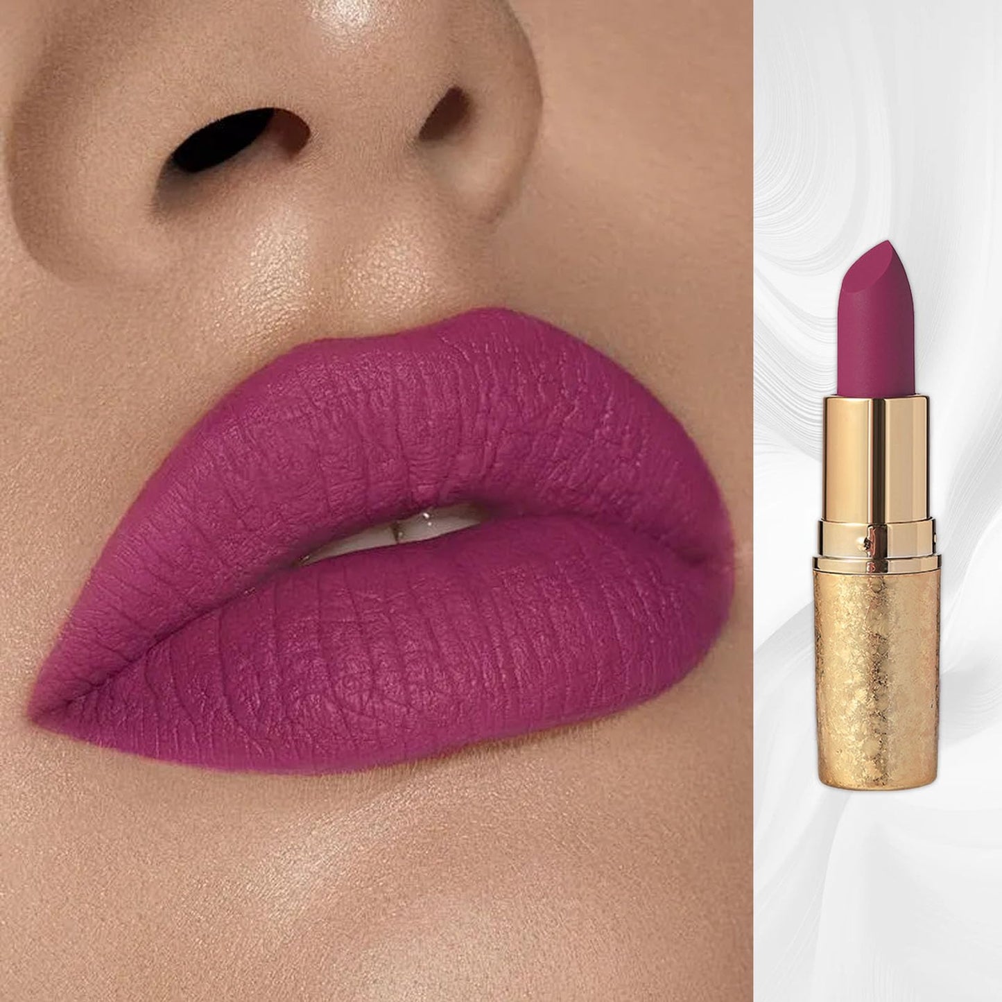 LYNTYAOU Purple Matte Lipstick, Dark Red Lip Stick for Women, Hot Color Lipgloss Smooth Full-Coverage Moisturizing, Waterproof Non-sticky Lips Tinted, Lip Balm Long Lasting Gift for Lady