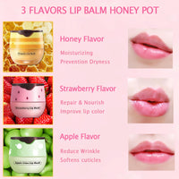 TITIMORE Bee Balm Lip Balm Honey Pot Lip Mask Apple Lip Sleeping Mask Propolis Moisturizing Lip Mask Day and Night Repair Long Lasting Hydrating Lip Cream For Dry Chapped Peeling Cracked Lips(Apple Lemon)