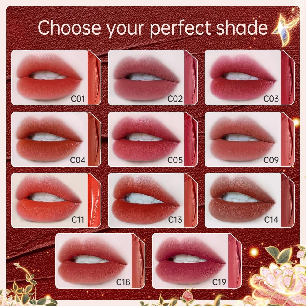 CATKIN Liquid Lipstick Lip Gloss Lightness Pretty Semimatte Waterproof Long Lasting Satin Nourish Moisturizing Smooth Soft (3PCS（C02+C11+C00）)