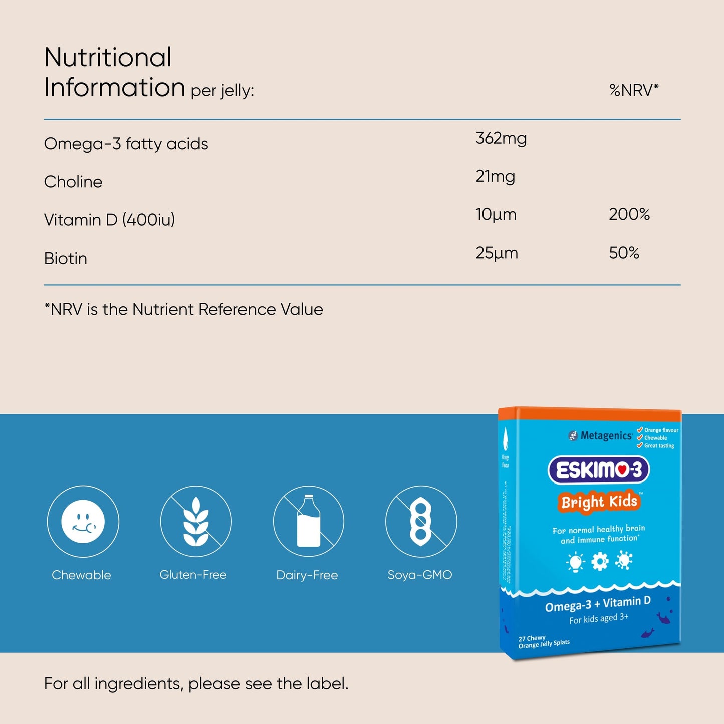 Metagenics - Eskimo-3 Bright Kids Fish Oil- Jelly Splats 27 Servings