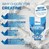 Pure Source Nutrition Creatine Monohydrate Capsules 3000mg Vegan Creatine Capsule - Gym Supplement for Men & Women - Creatine Monohydrate Powder Unflavoured Alternative Energy Supplement Workout by PSN (360 Capsules)