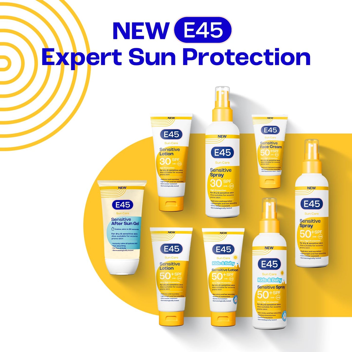 E45 Cooling Sensitive After Sun Gel for Face and Body - Dermatologically Tested & Fragrance-Free - Soothing Non-sticky Formula - Suitable For Dry, Sensitive and Eczema Prone Skin (150ml)