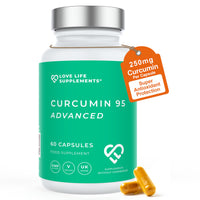 LOVE LIFE SUPPLEMENTS Curcumin 95 Advanced, 60 Capsules, High Strength Curcumin (The Active Component of Turmeric) with 95% Curcuminoids + BioPerine® (Black Pepper Extract), Vitamin D, Tomato and Ginger Root, GMP Approved