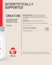PhD Nutrition 100% Micronised Creatine Monohydrate Powder | Improved Strength and Performance During Exercise, 250g