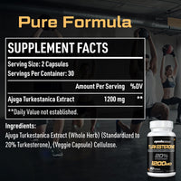 Mechicoco Turkesterone Supplement 1200mg Ajuga Turkestanica Extract (2 Packages)- High Strength, Standardized to 20% Turkesterone, Muscle Growth & Strength - Vegan, Free from Soy, Additives