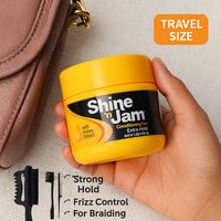 GOMARKET® Ampro Shine N Jam Braiding Gel Extra Hold 113.5g + 3pcs Slick Back Hair Brush Set | Styling Gel for Curly Hair, Edge Control Gel, Hair for Braiding, Curl Jelly, Afro Hair Products