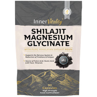Magnesium Glycinate 1200mg & Himalayan Shilajit – High Strength 2-in-1, Stress, Sleep & Recovery Supplement- 90 Capsules Made in UK by Inner Vitality