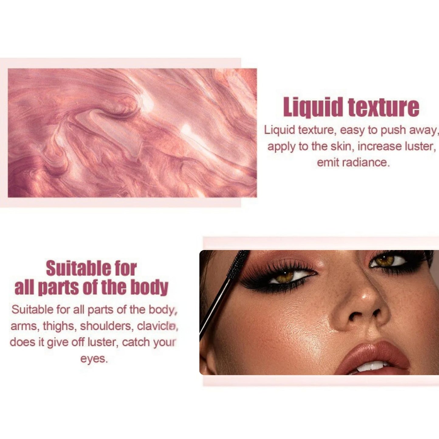 ISBEAUSOLS Body Shimmer Oil,Body Oil for Women,Body Rose Gold Shimmer Oil,Body Glow Oil Shimmer Highlighter,Body Moisturiser Oil For Face, Body & Hair,Nourishing & Glowy Body Shimmer 50ML