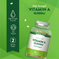 Vitamin A Capsules 10,000IU | High Strength Supplement | Retinyl Palmitate | 60 Softgels | Nature's Truth