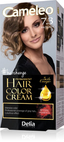 Cameleo - Permanent Hair Colour Cream - Hazelnut - Intensive Color & Protection - 5 Oils + Omega Plus Acids - Professional, Luxurious Hair Dye - Full Kit