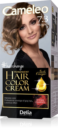 Cameleo - Permanent Hair Colour Cream - Hazelnut - Intensive Color & Protection - 5 Oils + Omega Plus Acids - Professional, Luxurious Hair Dye - Full Kit