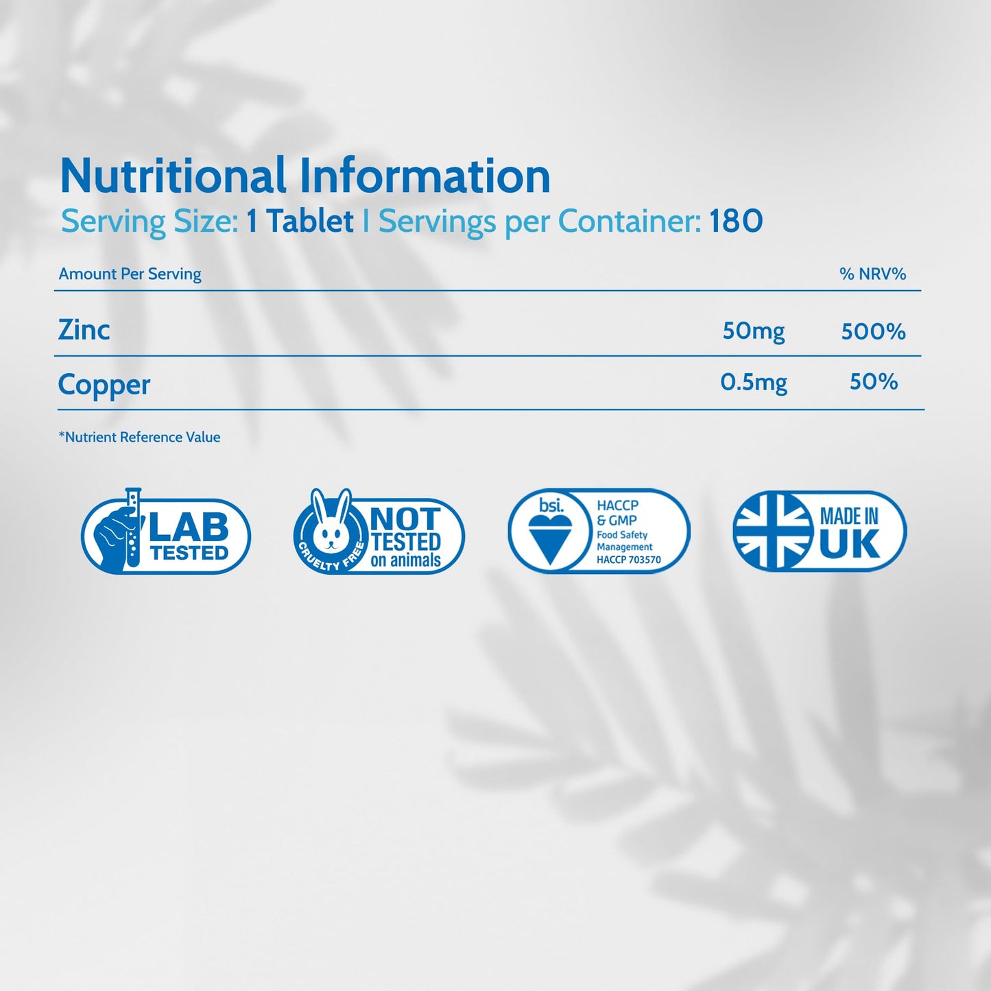 Health4All Zinc 50mg 180 Tablets 6 Months Supply, with Copper, High Strength Zinc Supplements for Immune Support, Skin, Hair & Nail, Vegan Immunity Supplements for Men & Women | Made in UK