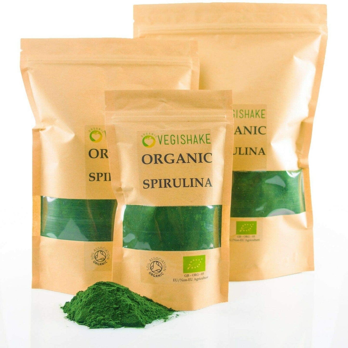 vegishake Organic Spirulina Powder High Grade Blue-Green Algae B Vitamins Omega 3 & 6 Minerals Antioxidants Vegan (500g)
