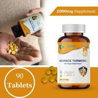 NUTRA LIFE Nutra Life Advanced Turmeric with Black Pepper & Ginger Tablets High Strength Supplement 90 Tablets with 2000mg Curcumin for Women & Men 3 Month Supply Vegan Friendly Gluten-Free