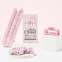 SILVER CLOUD Silver Cloud Satin Heatless Curler Set Infused with Silver Ions – Effortless Curls, No Heat Required (Pink, Medium)