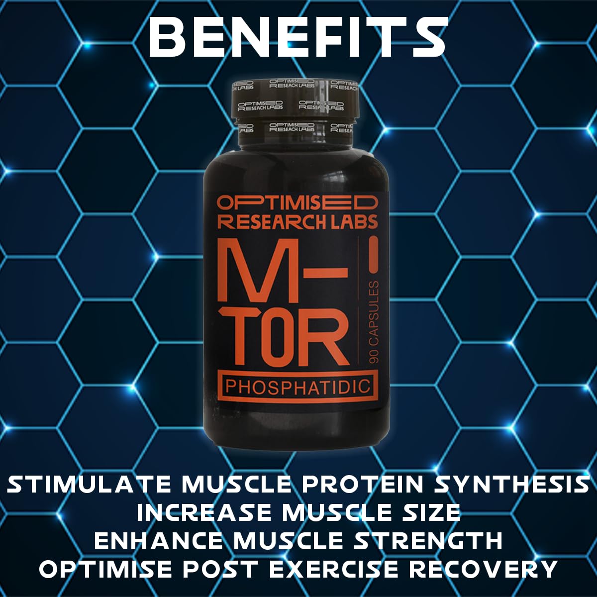 Optimised Research Labs Phosphatidic Acid M-TOR Pathway, Increase Protein Synthesis Boost Muscle Growth, Muscle Builder, Suitable for Vegans, 750mg per Day, 90 High Strength Capsules