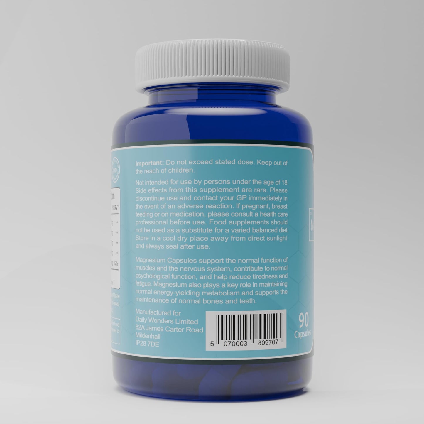 Magnesium 3-in-1 Complex – 1800mg of Glycinate, Citrate & Malate – 384mg Elemental Magnesium – Highly Bioavailable Formula – 90 Vegan Capsules for Muscle Health, Energy & Stress Relief