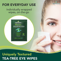 NOVEHA Demodex Eyelid & Lash Wipes | Box Of 60 Individually Wrapped Extra Strength Cleansing Eyelash Wipes - Battle Itchy & Irritated Eyes associated with Demodex Mites, Naturally Remove debris