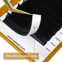 QUEWEL Easy Fan Russian Lashes 0.07D Curl Mix 8-15mm 2D-20D Volume Lash Extensions Self Fanning Automatic Blooming