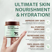 Wormeer Beef Tallow for Skin Care 120g, Honey Balm, Beef Tallow Moisturiser, Grass-Fed Whipped Face Cream with Raw Honey, Deep Hydration for Women