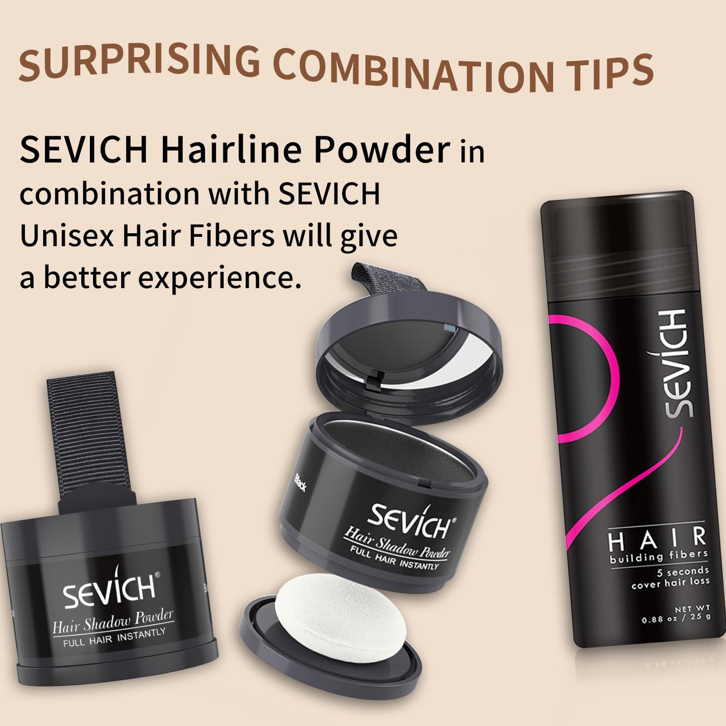 Sevich Hairline Powder，Instantly Conceals Hair Loss, Root Touch up Powder, Hair Shadow Toppers for Women & Men, Touch Up for Thinning Gray Hair, Windproof & Sweatproof,Grey