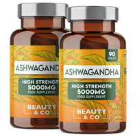 Ashwagandha 5000mg 180 Tablets (2x90), High Strength Ashwagandha- 6 Months Supply, Pure Ashwagandha, Vegan, Made in UK.