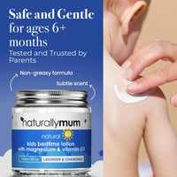 NaturallyMum Kids Magnesium Bedtime Lotion with Vitamin D | Support for Sleep, Heart, Bone, Nerve, Gut and Muscle Health | Alternative to Melatonin | Lavender & Chamomile 4.2 fl oz