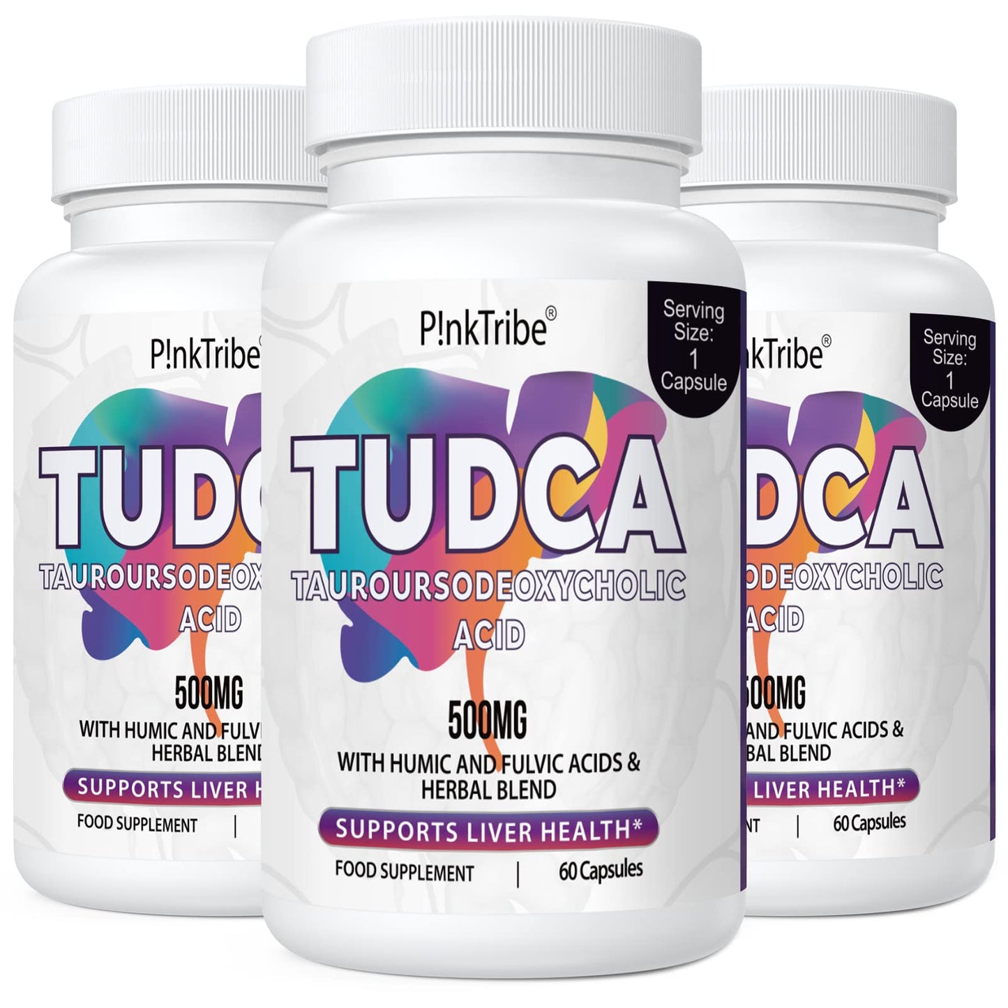 P!nkTribe TUDCA 500mg, Tauroursodeoxycholic Acid with Humic and Fulvic Acids, Beet Root and More, Tudca Bile Salt Supplement for Liver Liver Health, Digestion, Detox and Repair (Pack of 3)